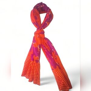 NEW Beautiful Vibrant Tangerine Orange & Violet Purple Scarf. 72" L x 26" W.